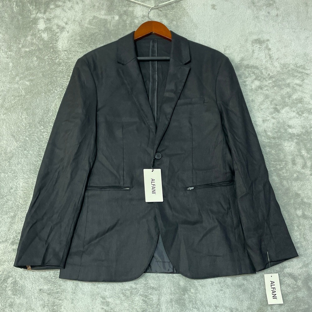 NWT Alfani Men's Small Linen Blazer Sport Coat Deep Black Linen Blend